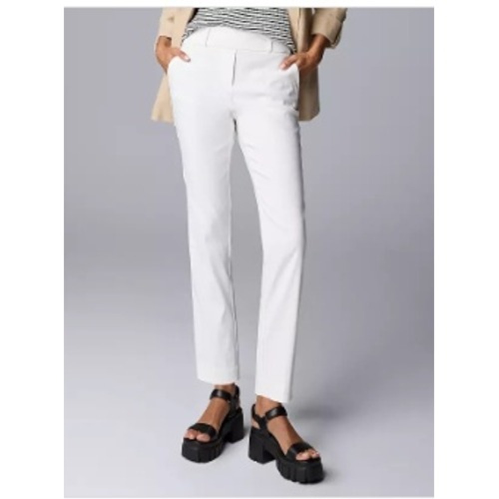 NWT Simply Vera Vera Wang Womens White Modern Fit Polished Twill Ankle Pants XXL
